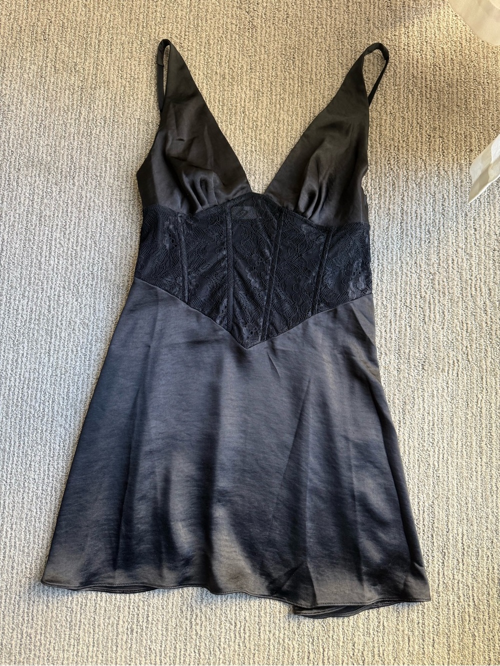 Mini black satin dress